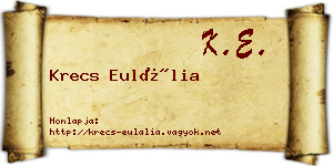 Krecs Eulália névjegykártya